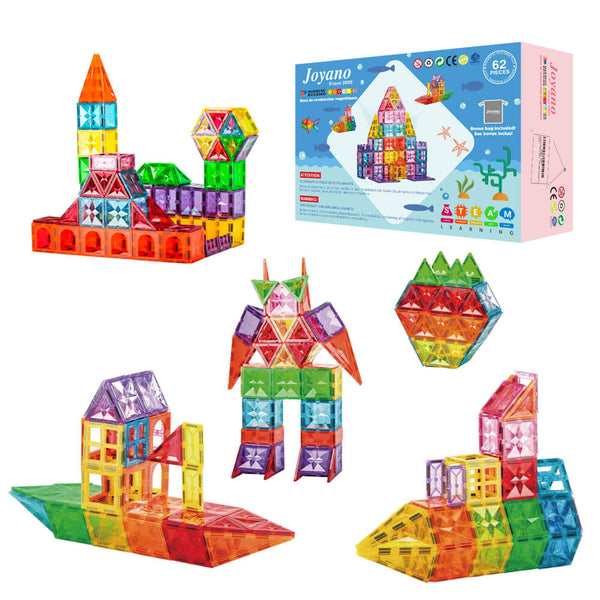 Joyano 62 Pieces Magnetic Blocks Magnet Building Block Brick Tiles